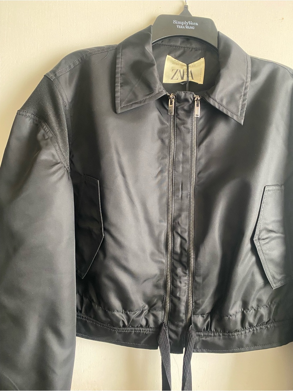 Zara black nylon cropped jacket ML New NWT - Picture 2 of 7